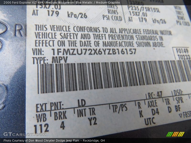 Medium Wedgewood Blue Metallic / Medium Graphite 2000 Ford Explorer XLS 4x4