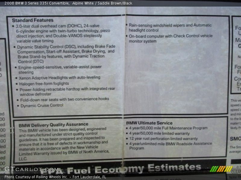 Alpine White / Saddle Brown/Black 2008 BMW 3 Series 335i Convertible