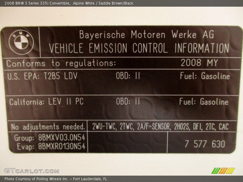 Alpine White / Saddle Brown/Black 2008 BMW 3 Series 335i Convertible
