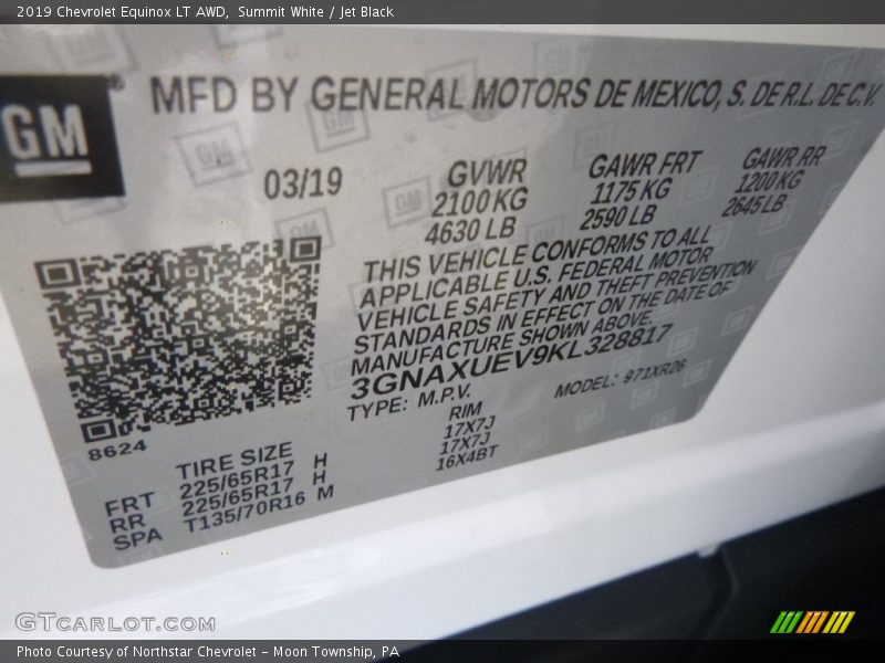 Summit White / Jet Black 2019 Chevrolet Equinox LT AWD