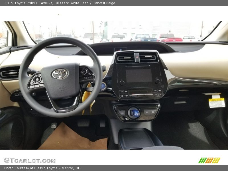Blizzard White Pearl / Harvest Beige 2019 Toyota Prius LE AWD-e
