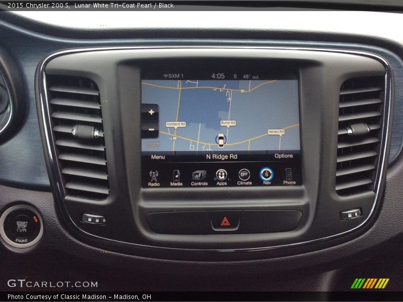 Lunar White Tri-Coat Pearl / Black 2015 Chrysler 200 S