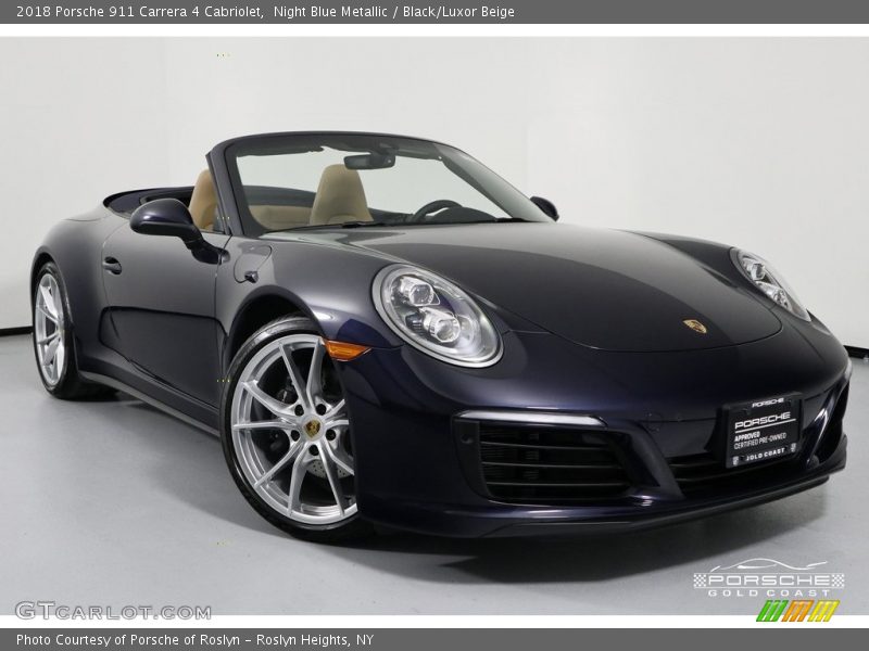 Night Blue Metallic / Black/Luxor Beige 2018 Porsche 911 Carrera 4 Cabriolet