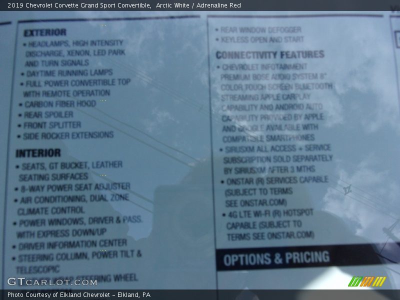 Arctic White / Adrenaline Red 2019 Chevrolet Corvette Grand Sport Convertible