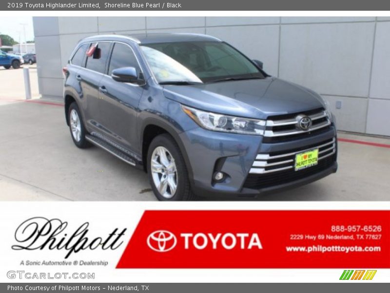 Shoreline Blue Pearl / Black 2019 Toyota Highlander Limited