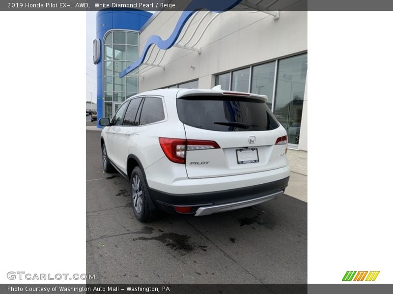 White Diamond Pearl / Beige 2019 Honda Pilot EX-L AWD