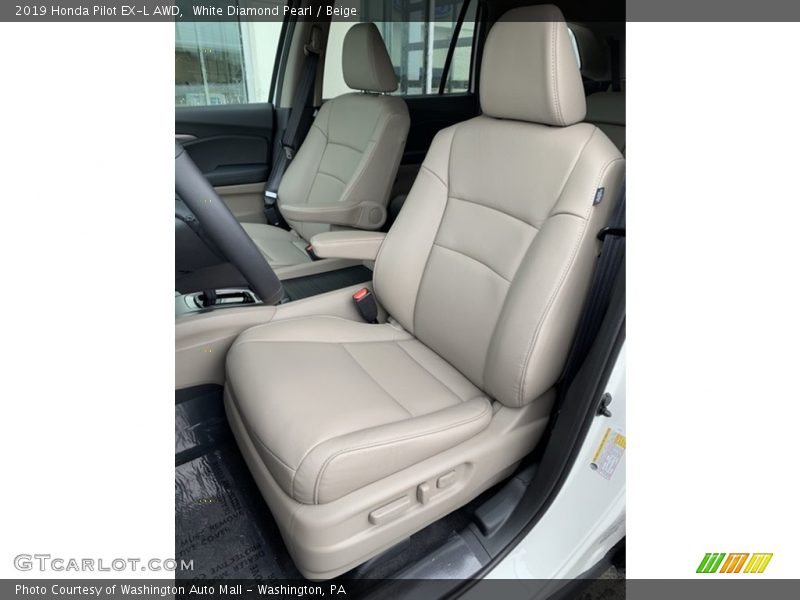 White Diamond Pearl / Beige 2019 Honda Pilot EX-L AWD