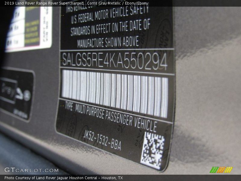 Corris Gray Metallic / Ebony/Ebony 2019 Land Rover Range Rover Supercharged