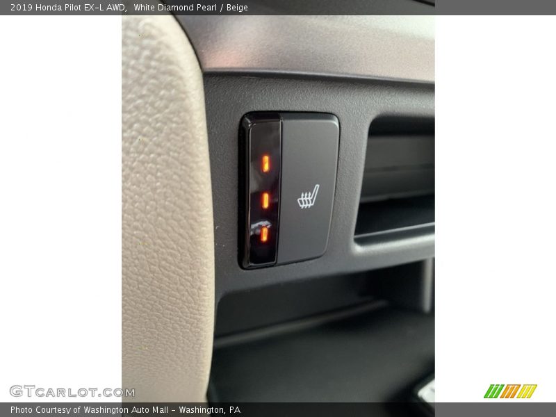 White Diamond Pearl / Beige 2019 Honda Pilot EX-L AWD