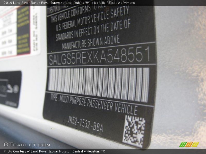 Yulong White Metallic / Espresso/Almond 2019 Land Rover Range Rover Supercharged