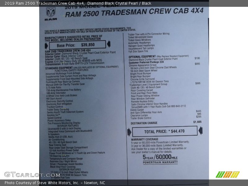 Diamond Black Crystal Pearl / Black 2019 Ram 2500 Tradesman Crew Cab 4x4