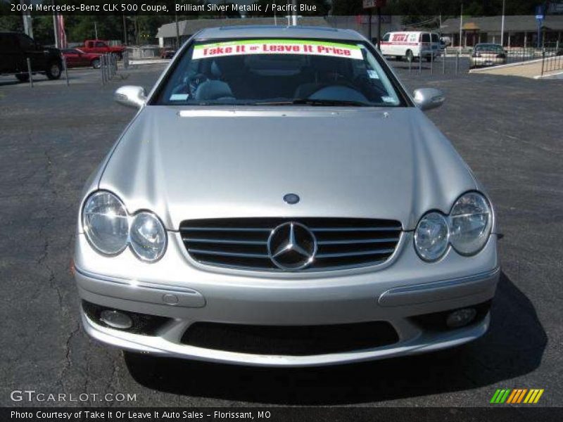 Brilliant Silver Metallic / Pacific Blue 2004 Mercedes-Benz CLK 500 Coupe