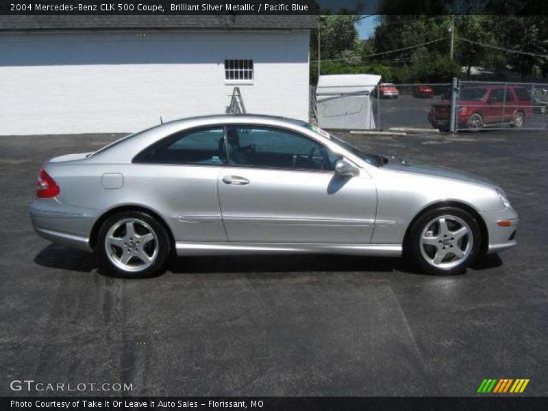 Brilliant Silver Metallic / Pacific Blue 2004 Mercedes-Benz CLK 500 Coupe