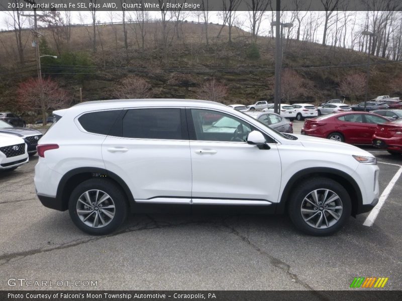 Quartz White / Black/Beige 2019 Hyundai Santa Fe SEL Plus AWD