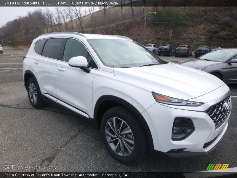 Quartz White / Black/Beige 2019 Hyundai Santa Fe SEL Plus AWD