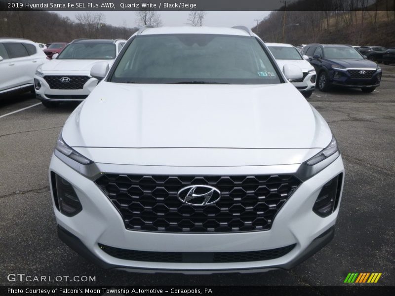 Quartz White / Black/Beige 2019 Hyundai Santa Fe SEL Plus AWD