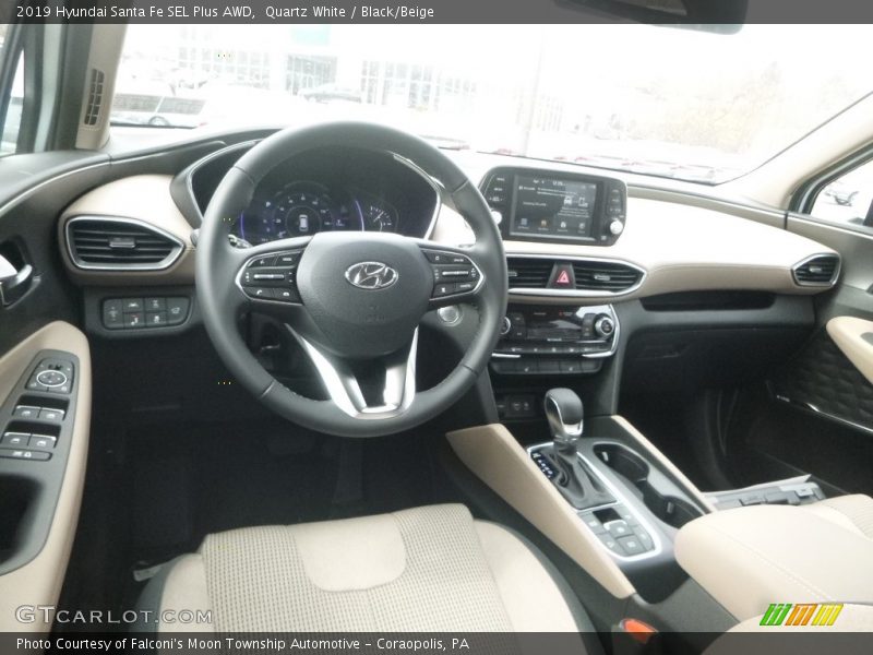 Quartz White / Black/Beige 2019 Hyundai Santa Fe SEL Plus AWD