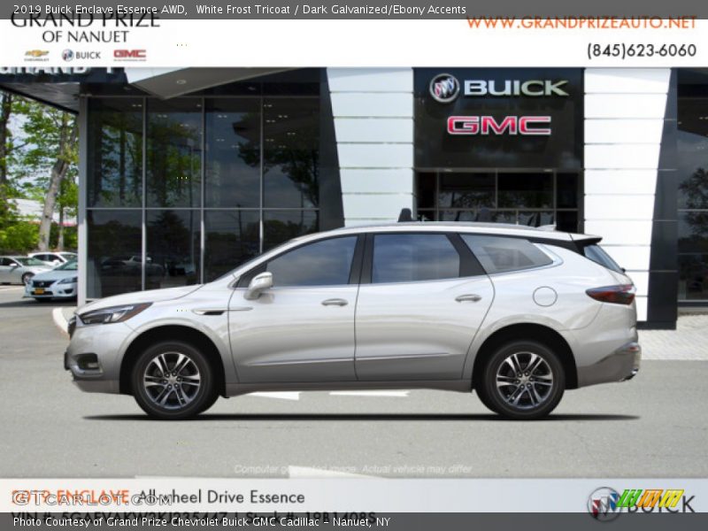 White Frost Tricoat / Dark Galvanized/Ebony Accents 2019 Buick Enclave Essence AWD
