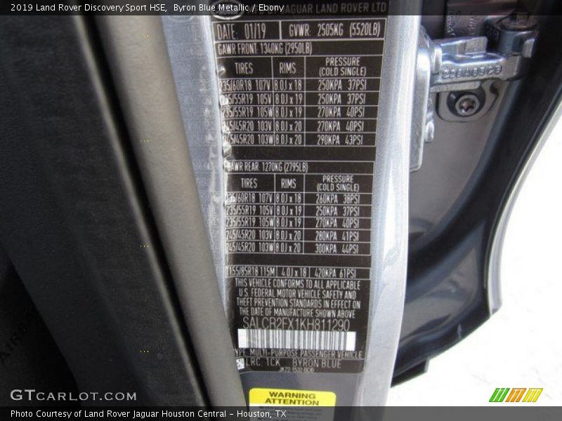 Byron Blue Metallic / Ebony 2019 Land Rover Discovery Sport HSE