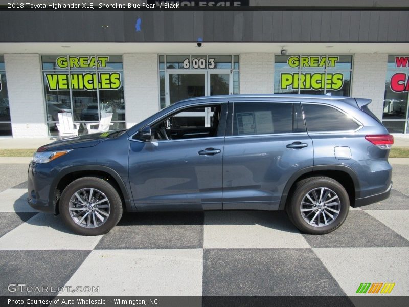 Shoreline Blue Pearl / Black 2018 Toyota Highlander XLE