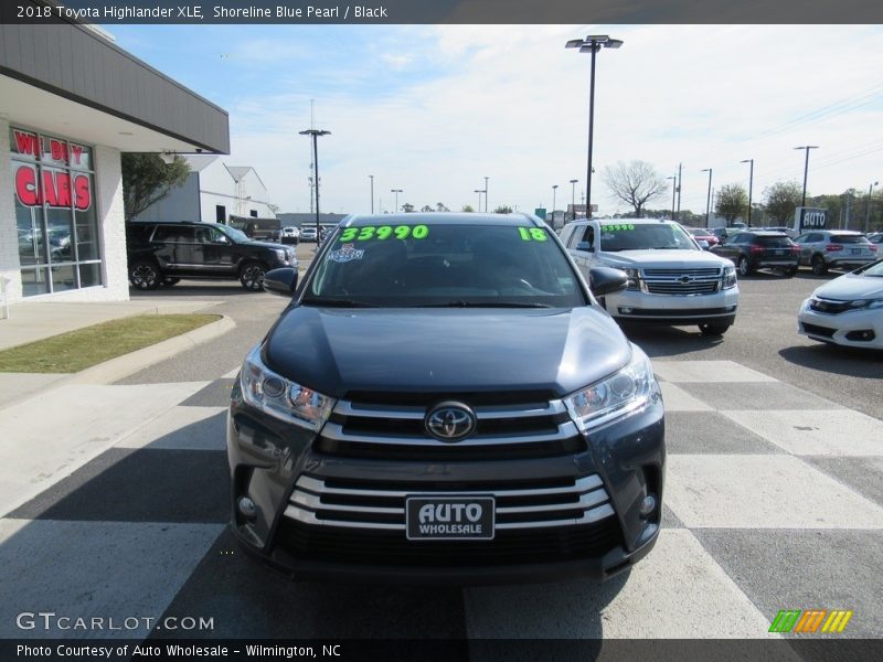 Shoreline Blue Pearl / Black 2018 Toyota Highlander XLE