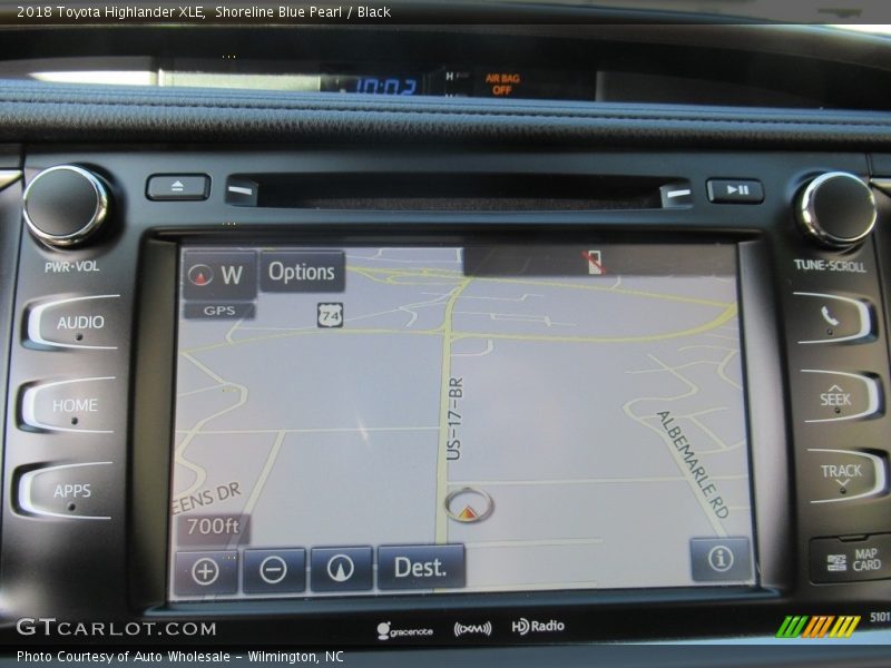 Shoreline Blue Pearl / Black 2018 Toyota Highlander XLE