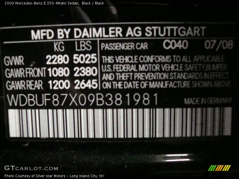 Black / Black 2009 Mercedes-Benz E 350 4Matic Sedan