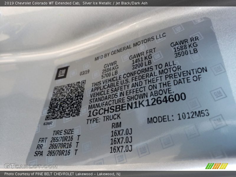 Silver Ice Metallic / Jet Black/Dark Ash 2019 Chevrolet Colorado WT Extended Cab