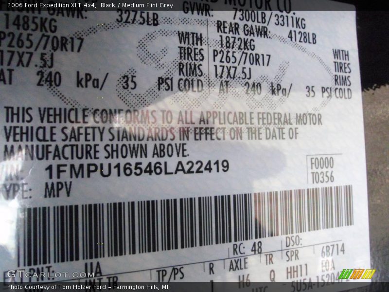 Black / Medium Flint Grey 2006 Ford Expedition XLT 4x4
