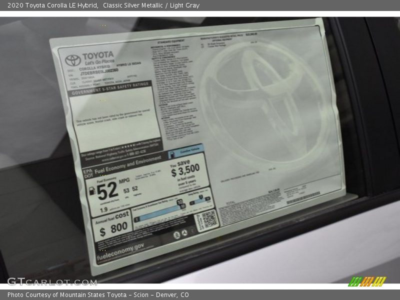  2020 Corolla LE Hybrid Window Sticker