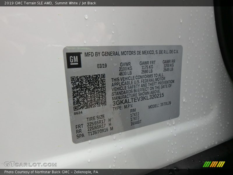 Summit White / Jet Black 2019 GMC Terrain SLE AWD