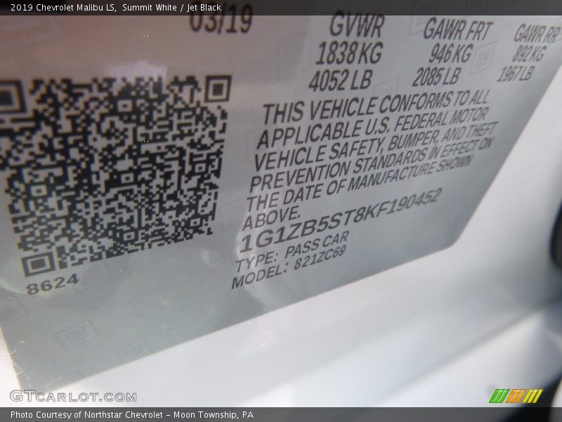 Summit White / Jet Black 2019 Chevrolet Malibu LS