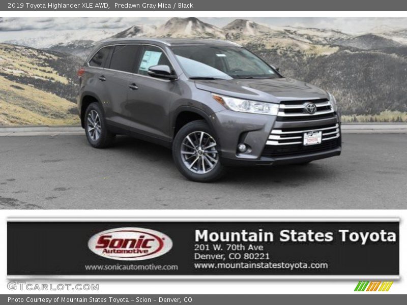 Predawn Gray Mica / Black 2019 Toyota Highlander XLE AWD