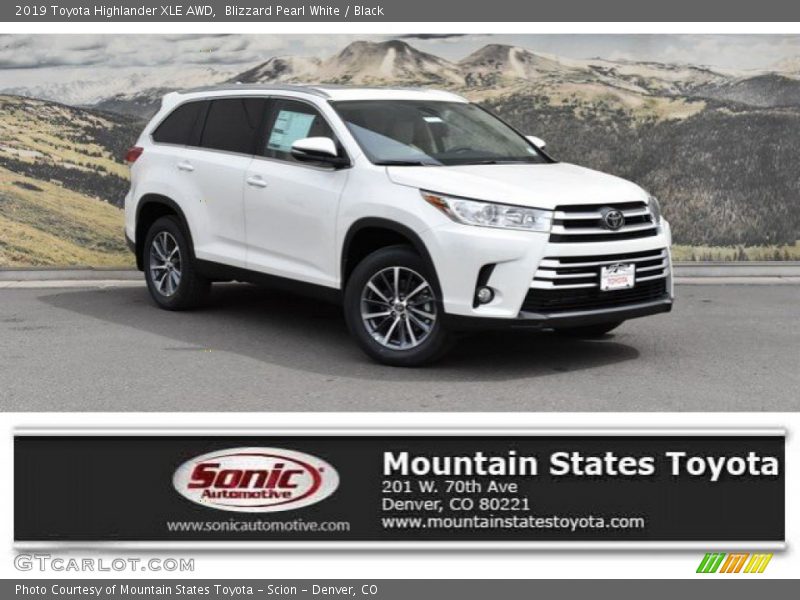 Blizzard Pearl White / Black 2019 Toyota Highlander XLE AWD