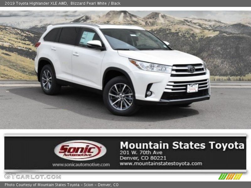 Blizzard Pearl White / Black 2019 Toyota Highlander XLE AWD