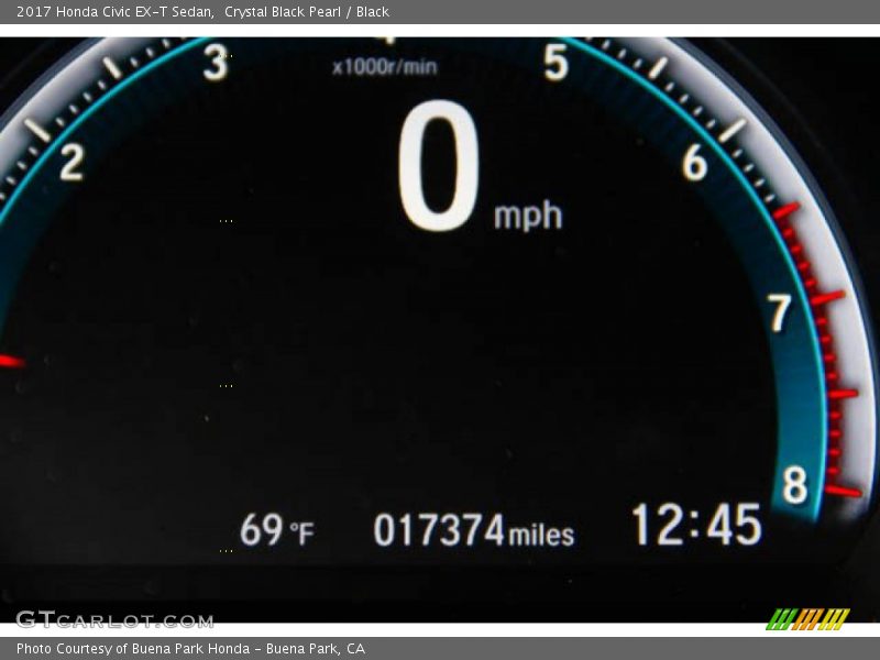 Crystal Black Pearl / Black 2017 Honda Civic EX-T Sedan