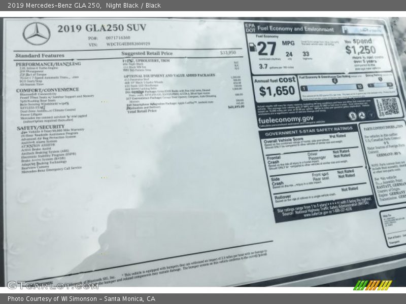 Night Black / Black 2019 Mercedes-Benz GLA 250