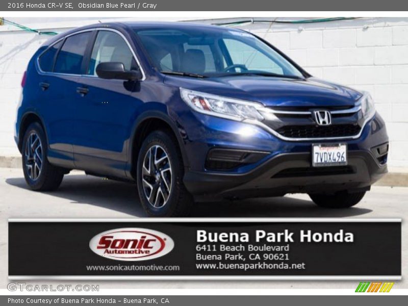 Obsidian Blue Pearl / Gray 2016 Honda CR-V SE
