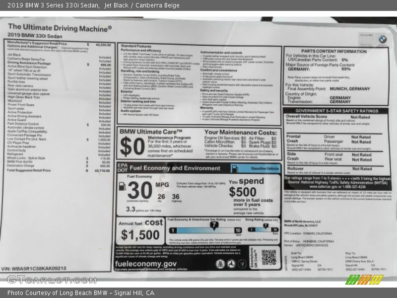 Jet Black / Canberra Beige 2019 BMW 3 Series 330i Sedan