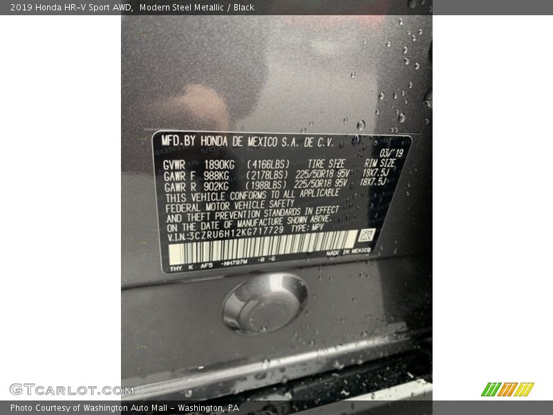 Modern Steel Metallic / Black 2019 Honda HR-V Sport AWD