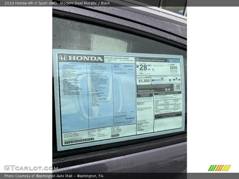 Modern Steel Metallic / Black 2019 Honda HR-V Sport AWD