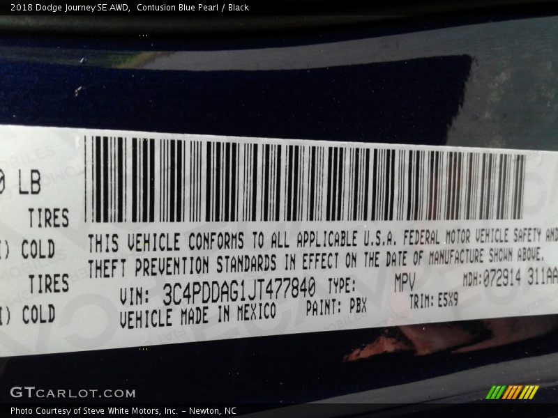 Contusion Blue Pearl / Black 2018 Dodge Journey SE AWD