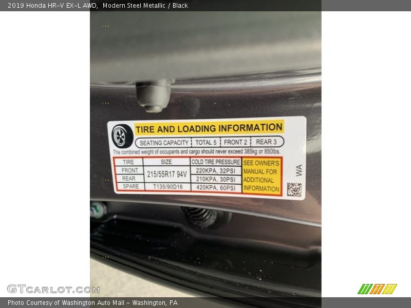 Modern Steel Metallic / Black 2019 Honda HR-V EX-L AWD