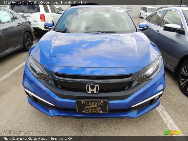Agean Blue Metallic / Black 2019 Honda Civic Touring Coupe