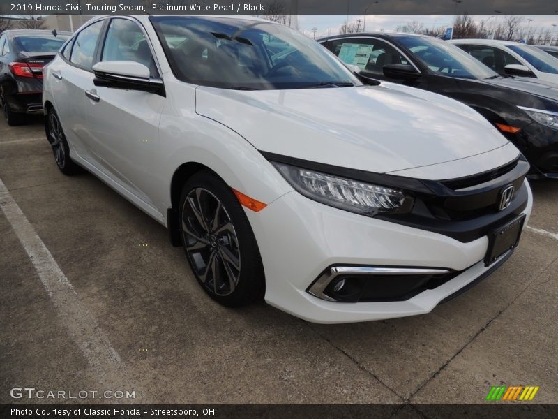 Platinum White Pearl / Black 2019 Honda Civic Touring Sedan