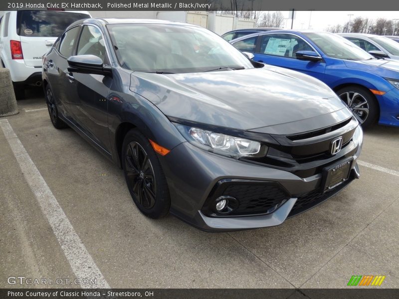 Polished Metal Metallic / Black/Ivory 2019 Honda Civic EX Hatchback