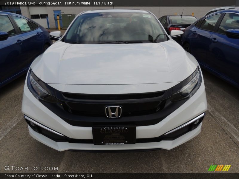 Platinum White Pearl / Black 2019 Honda Civic Touring Sedan