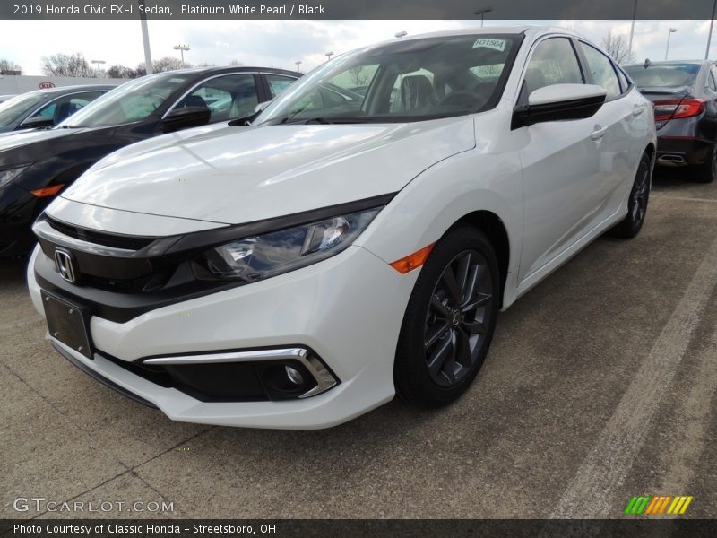Platinum White Pearl / Black 2019 Honda Civic EX-L Sedan