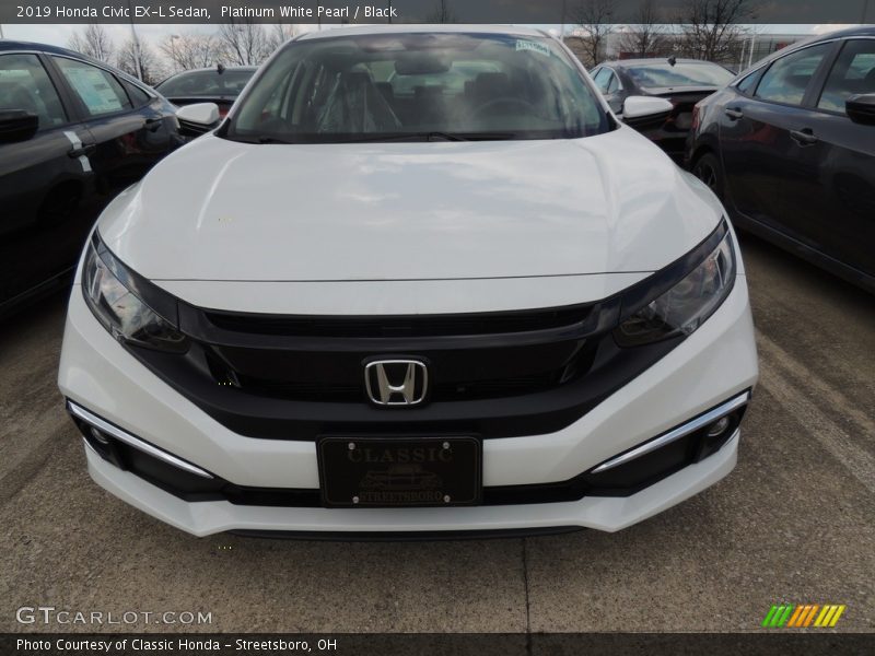 Platinum White Pearl / Black 2019 Honda Civic EX-L Sedan