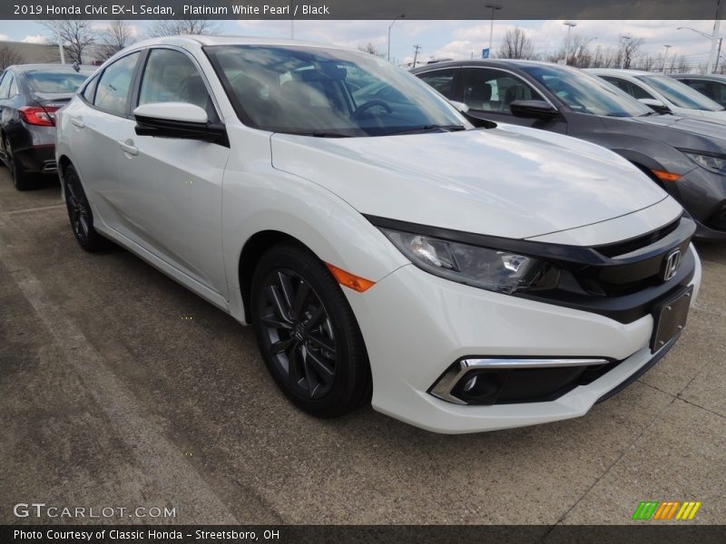 Platinum White Pearl / Black 2019 Honda Civic EX-L Sedan